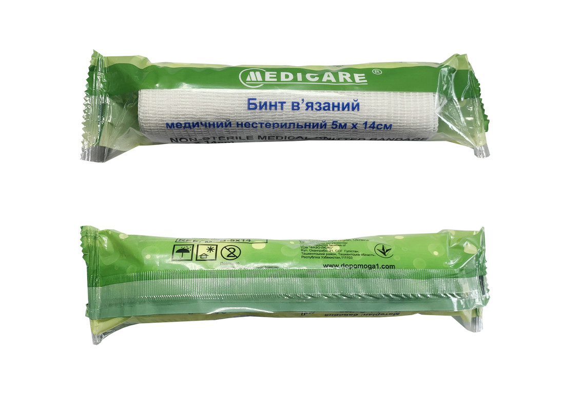 Бинт в'язаний медичний нестерильний 5м х 14cм "MEDICARE"